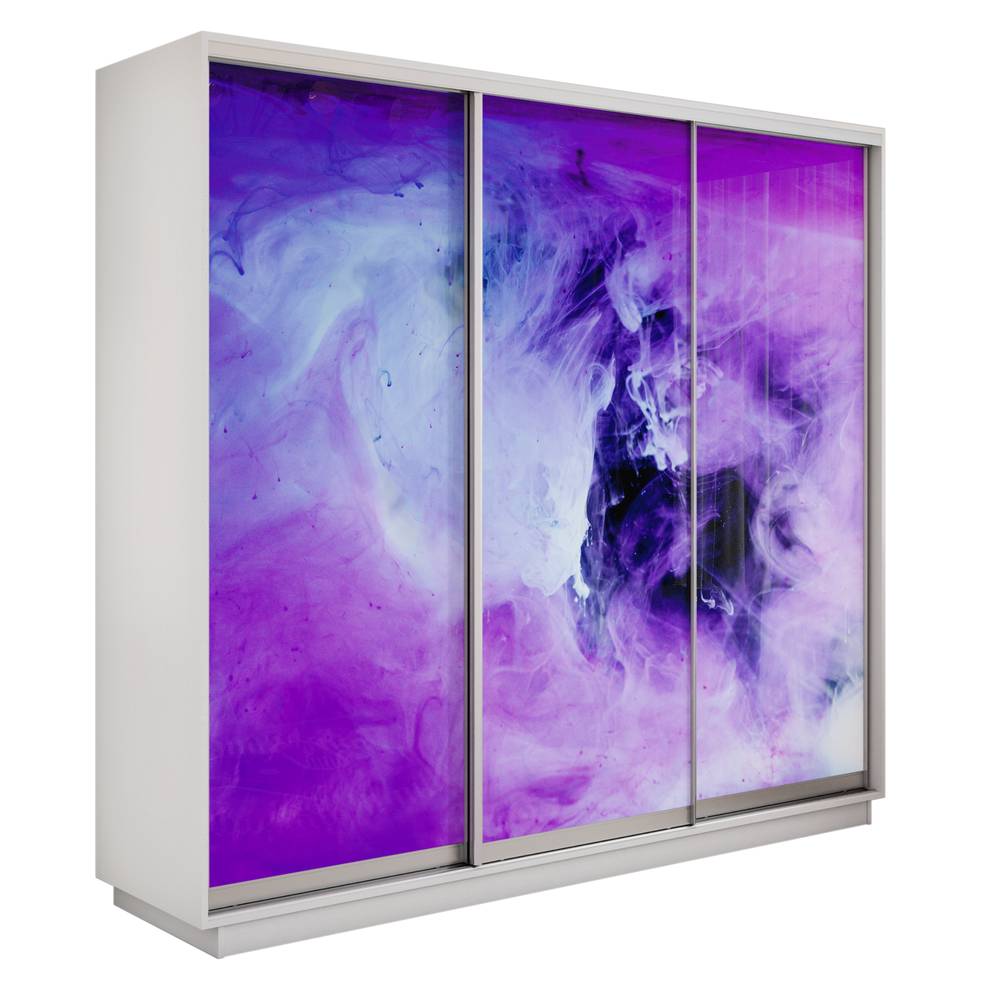 Экспресс 3-х дверный (Фиолетовый дым) (Белый снег 1800х2200х440 Экспресс 45 3х Серебро профиль)